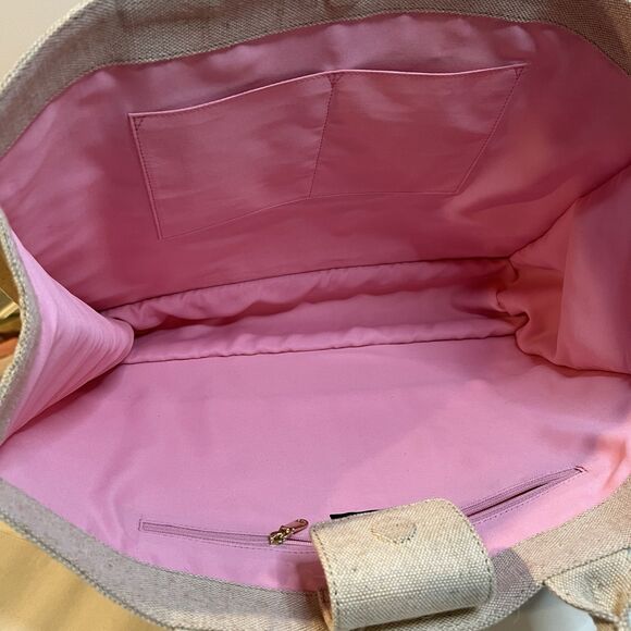 Talbots Large Canvas Tote Bag Summer Beach Vacation Tufted 3D Print  Fun Chic - Picture 5 of 8